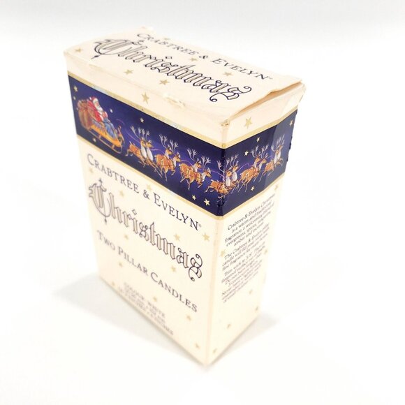Vintage Crabtree & Evelyn Christmas Two Pillar Candles 2" x 6" Set Of 2 Unused - Picture 6 of 8